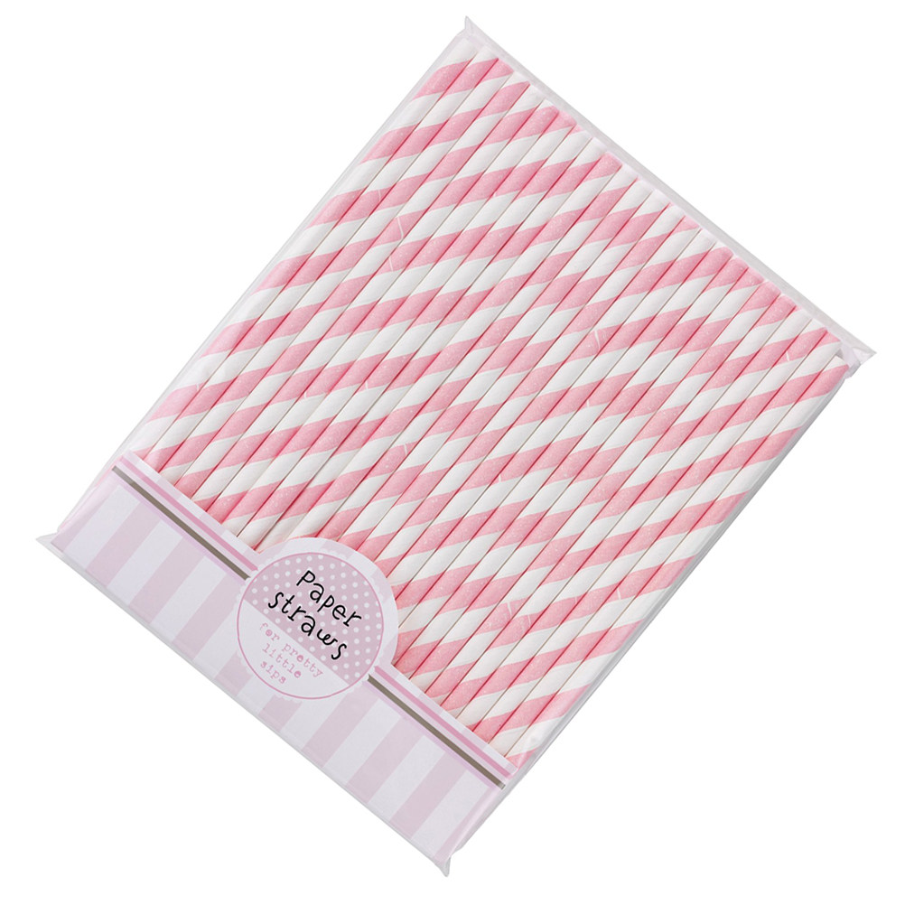 Paper Straw Color - 30Pcs Colorful Paper Striped Straws Pink