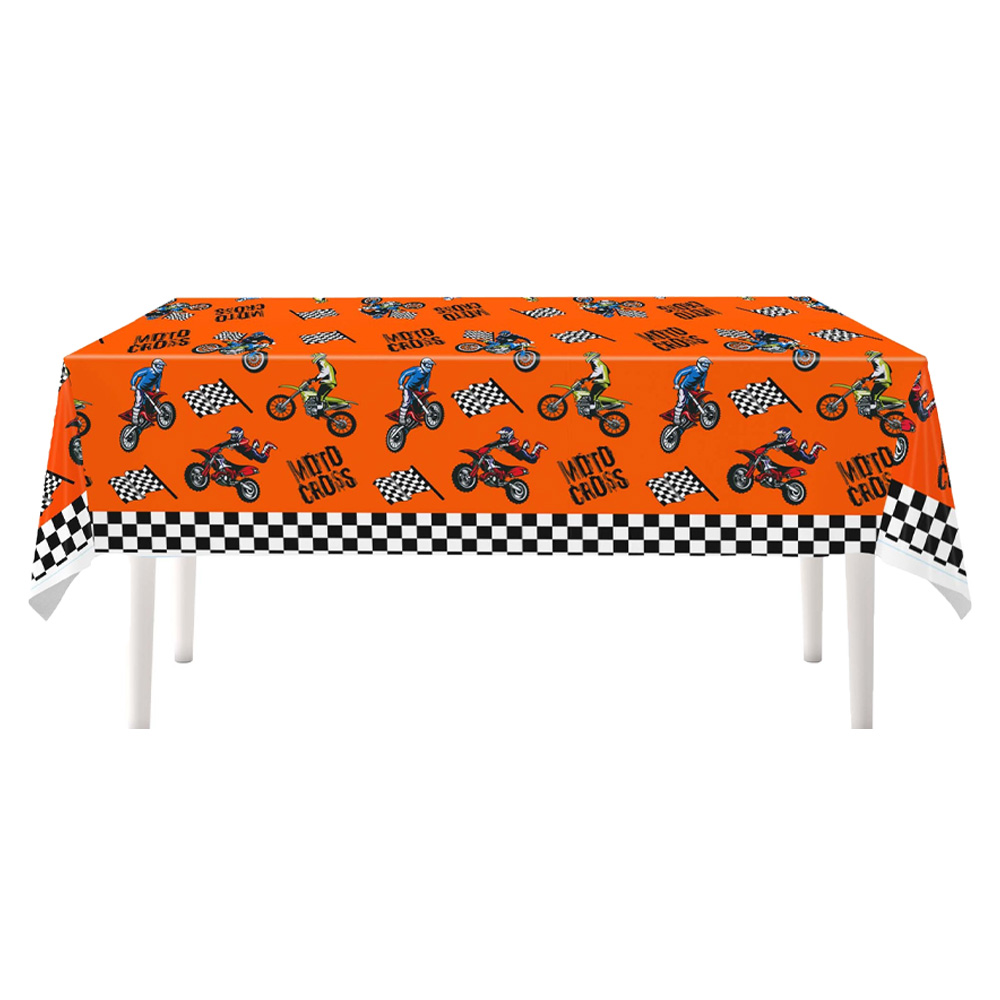 Table Cloth Disposable - 1pcs130X220CM Motorcycle Theme Party Disposable Tablecloth