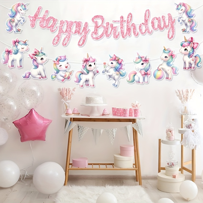 Supply Event - Unicorn Theme Happy Birthday Banner Flag